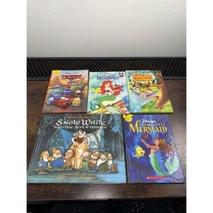 Disney Kids Book Lot5 Cars Little Mermaid Snow White Dumbo Hardcover Storybooks